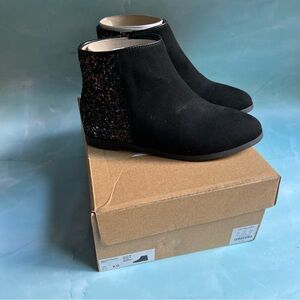 J. Crew Black Suede Ankle Boots with Glitter Detail